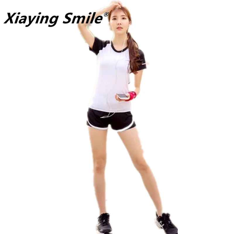 

Xiaying Smile Women Summer Breathable Sport Running Set Yoga 27Color Set Quick Dry Gym Fitness Yoga Set Workout Sportswear Suit