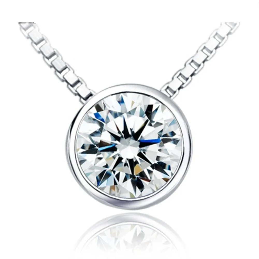 0.5 Carat brilliant Round cut Synthetic diamonds pendant necklace Non-allergenic Solid sterling silver white gold finish | Украшения и