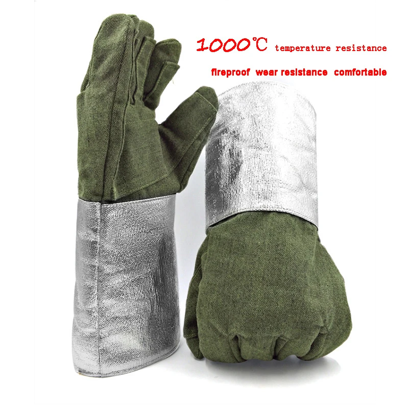 CK Tech. Heat Insulation 1000 Degree Aluminum Foil Gloves High Temperature Working Flexible Anti-scald Glove Fire Protection |