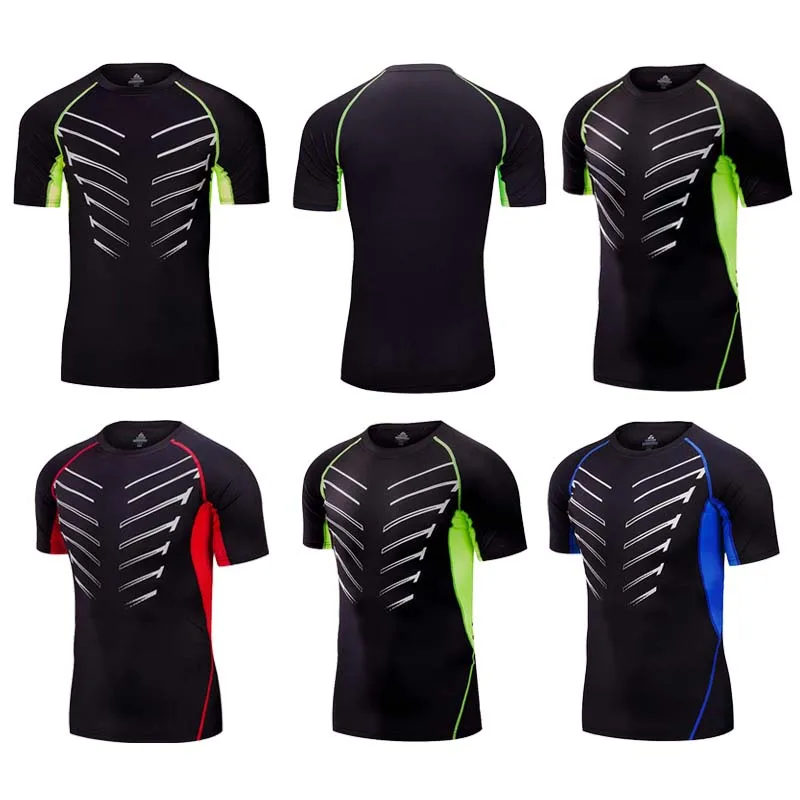 Футболки с коротким рукавом колготки для бега фитнеса Мужская компрессионная