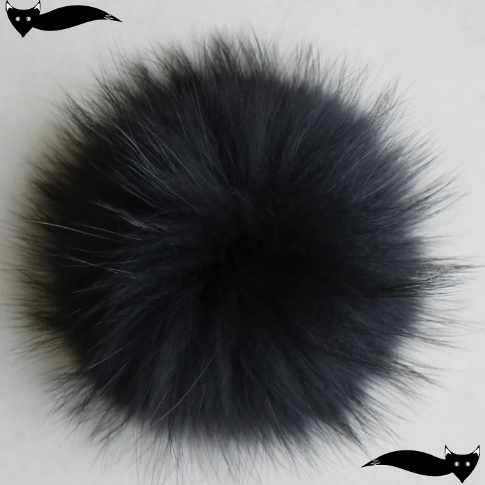 Black 13-14cm енот меха пом poms роскошные меха шары больше цветов - Цвет: Black