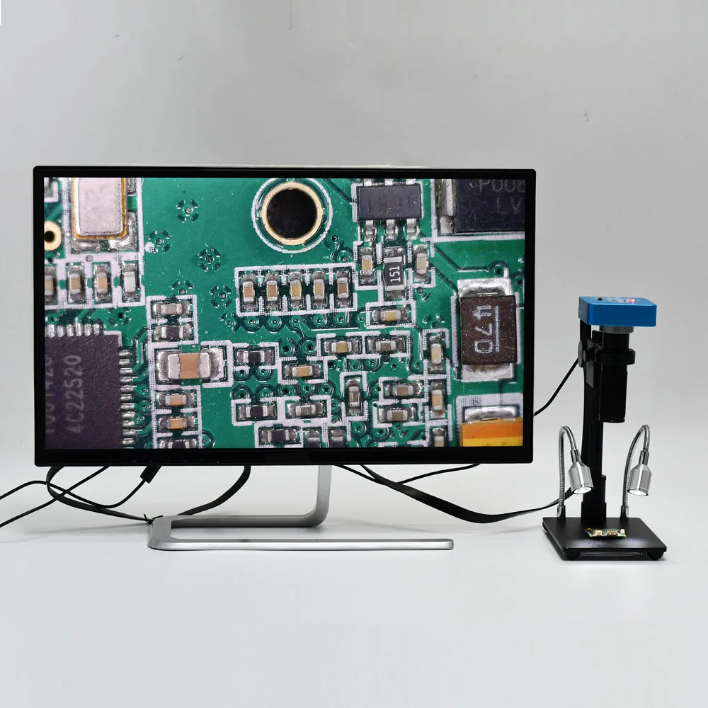 Hayear 21MP HDMI USB микроскоп камера 150X C-mount объектив промышленный микроскоп подставка подсветка для цифровой электронной PCB ремонт