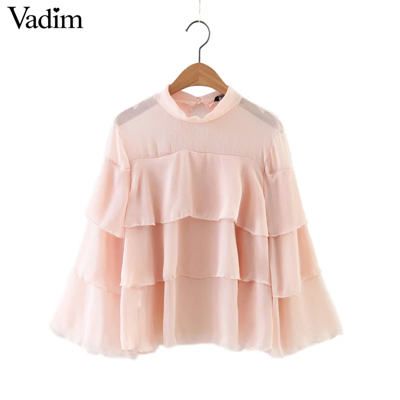 Женская свободная рубашка из шифона прозрачная блузка с рукавом три четверти и