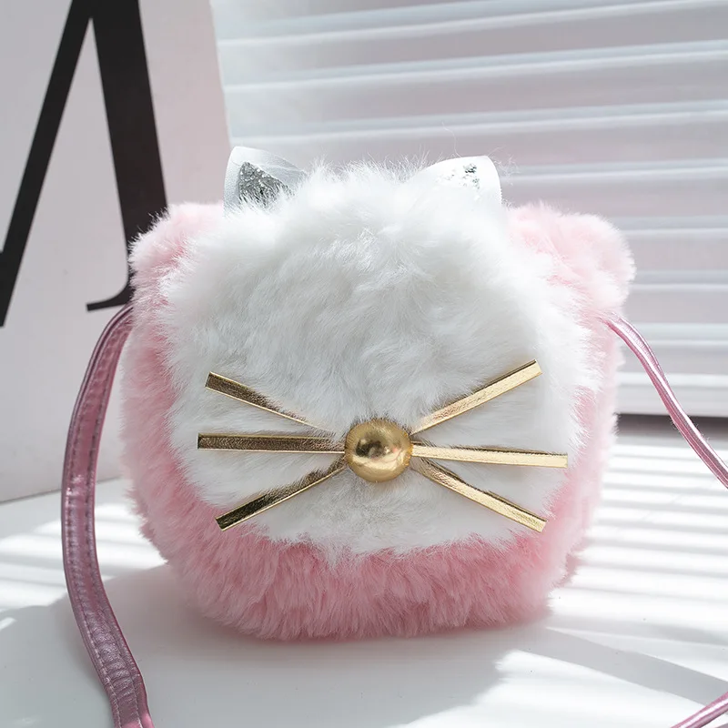 Детский мини кошелек для монет сумочка из искусственного меха с кошкой маленьких