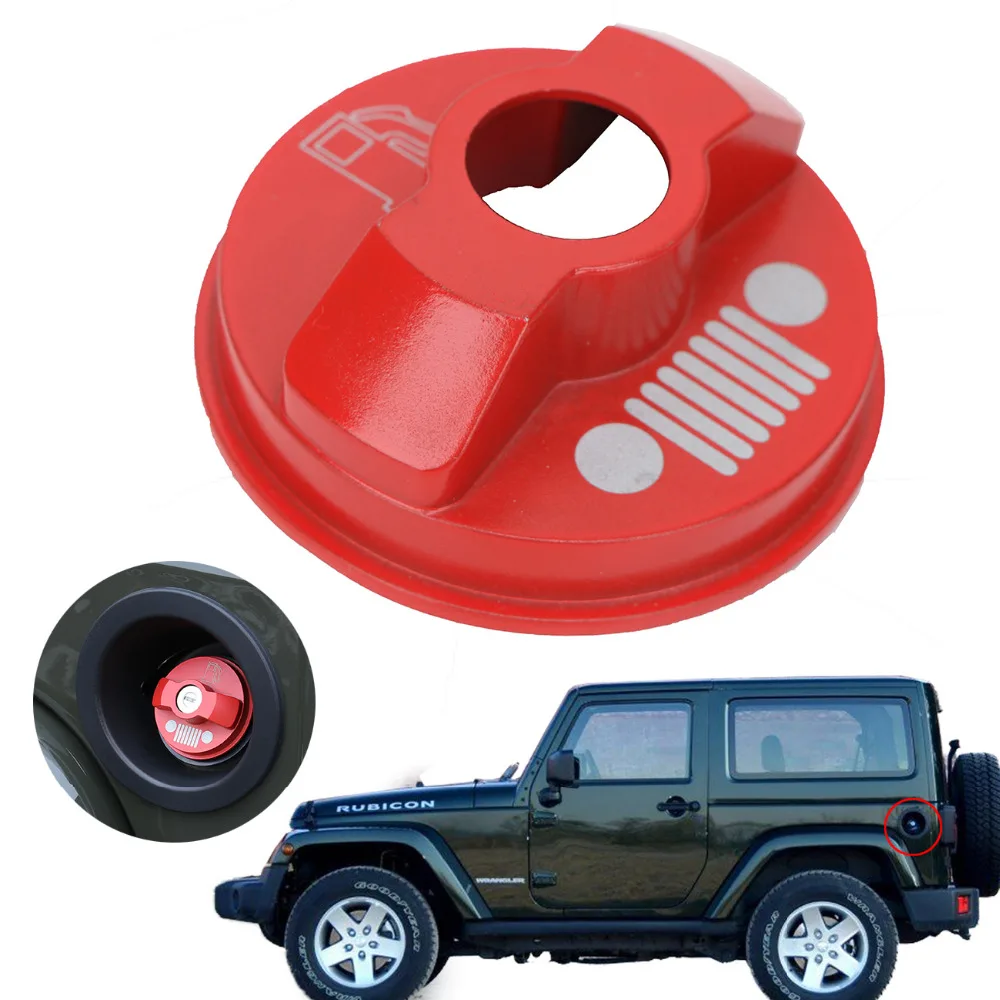 Красная металлическая крышка топливного бака для Jeep Wrangler JK Unlimited X Sport Freedom Sahara 2/4