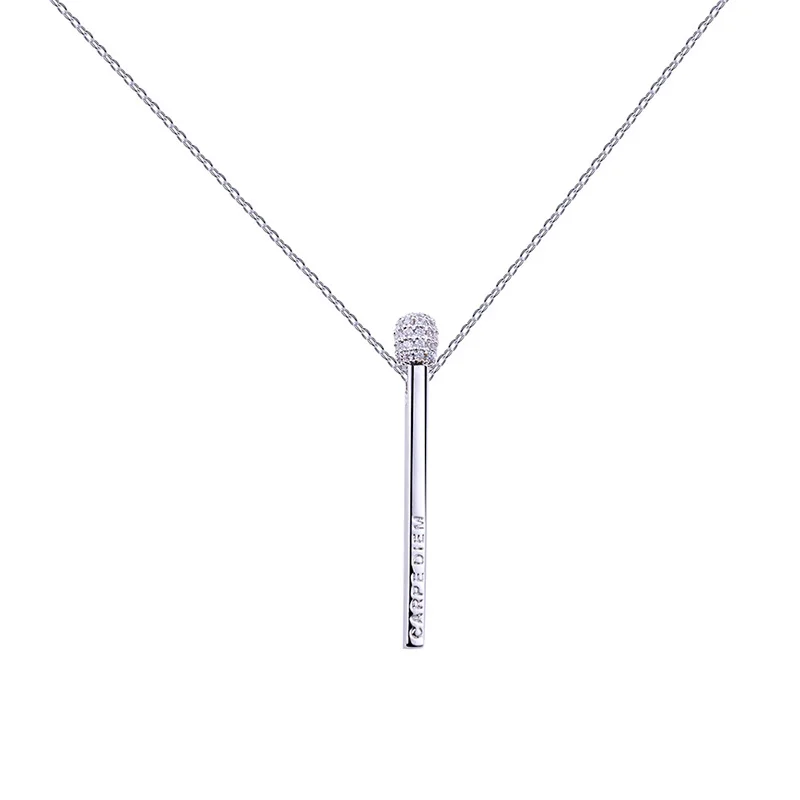 white crystal Модные женские ювелирные изделия трехмерная подвеска с бруском s ожерелье для Длинная цепочка для женщин Циркон Серебро подвеска с бруском ожерелье s - Окраска металла: white crystal
