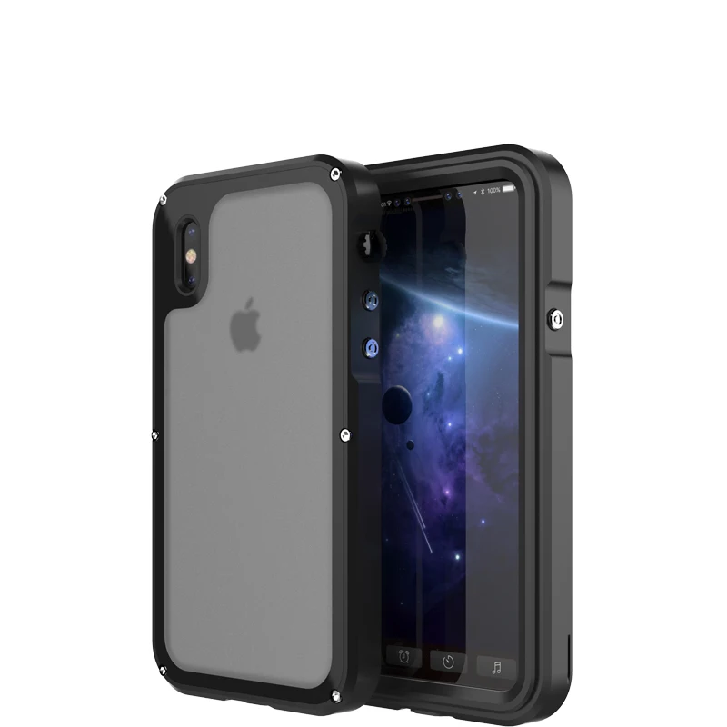 Black HAISSKY IP 68 водонепроницаемый чехол для телефона для Apple iPhone X 4 цвета противоударный грязеотталкивающий чехол для дайвинга для iPhone X Металлический Чехол - Цвет: Black