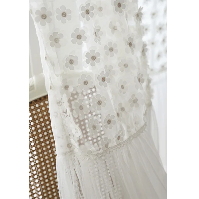 Шторы с 3D цветами в Корейском стиле прозрачные кружевные s образные занавески для