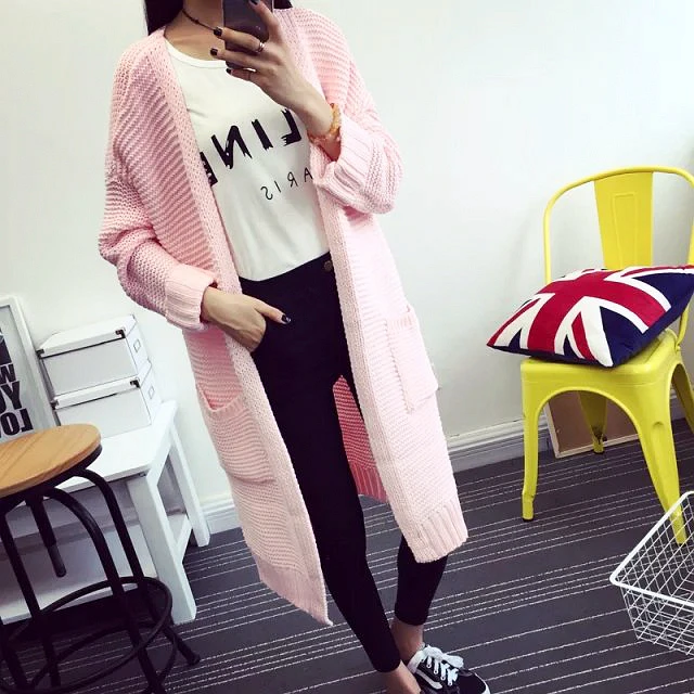 cardigan 2019 Korean Style Fashion Women Long Sweaters Cardigan Autumn Winter Casual Sleeve Knitted Coat