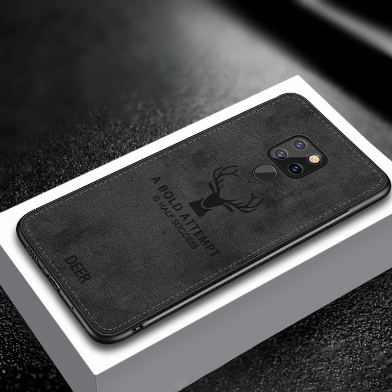 Черный Тканевый чехол с оленем для Honor 20 Pro 10i 20i View 20 8A 8S для huawei mate 20 Lite P20 P30 P10 Pro Lite P Smart Plus Y7 - Цвет: Черный
