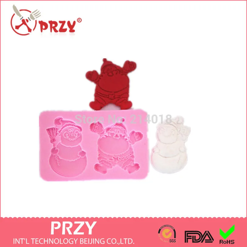 Кружева Санта снеговик форма формы силиконовая для украшения тортов мастикой