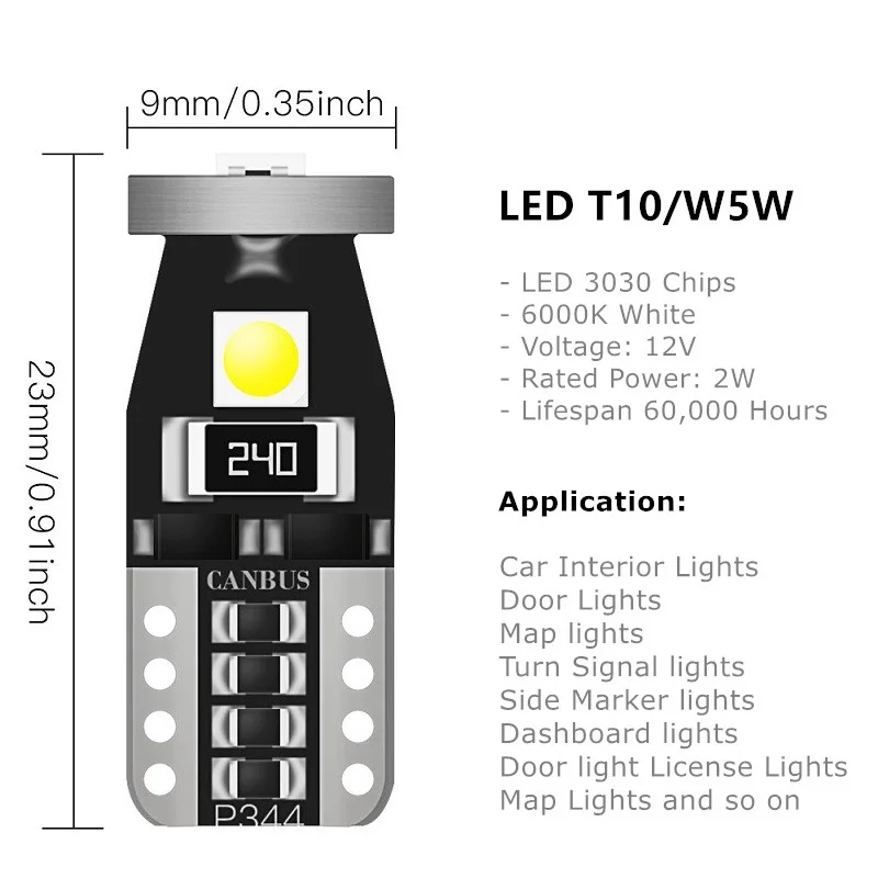 10x W5W T10 194NA 161 558 161B 365 3030 Чипы SMD светодиодный светильник лампы для автомобилей Ford F