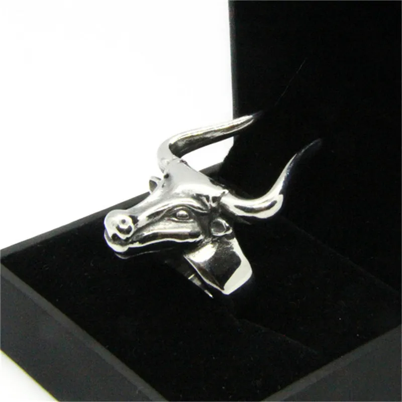 

1pc New Design Cool Bull Head Ring 316L Stainless Steel Jewelry Hiphot Style Animal Ring