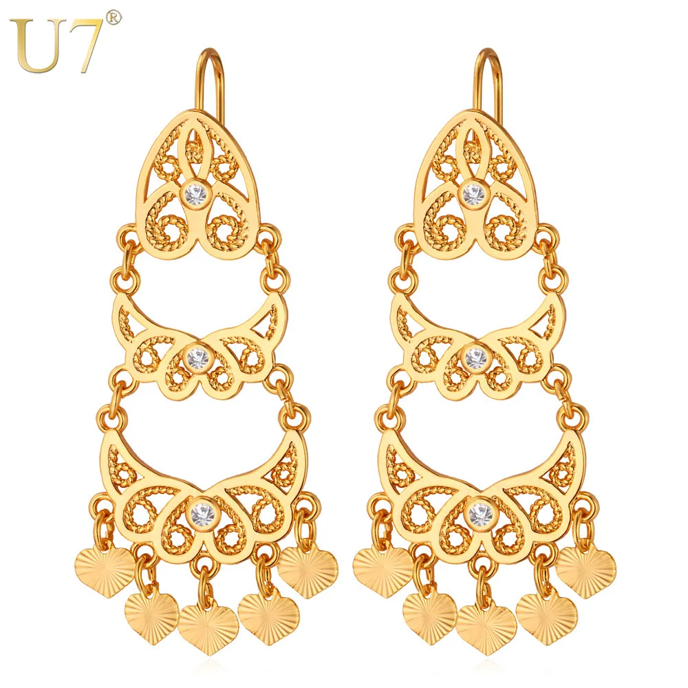 U7 Кисточки Длинные Серьги Женщины Ювелирные Изделия Модный Золото/Platinum