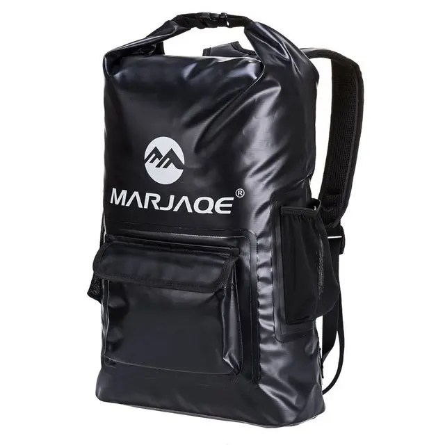 Black Стиль RollTop водонепроницаемый рюкзак 22L восходящий сухой мешок Герметичный 0,55 мм 500D ПВХ брезент двойной мягкий плечевой ремень - Цвет: Black