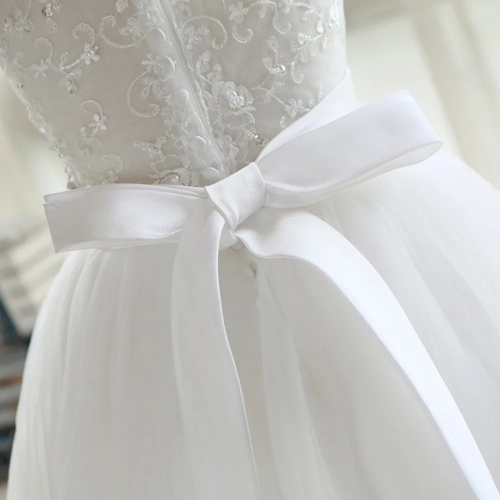 Дешевые женские платья длиной до колен белые кружевные тюлевые Платья с