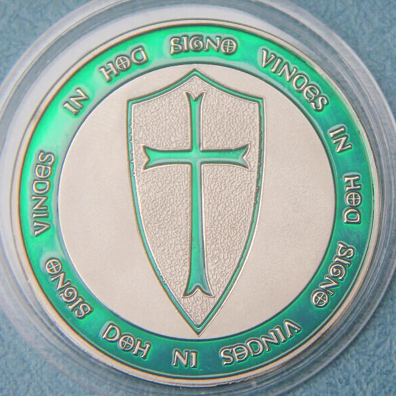 Рыцарь крестоносца крест Христос солдат сувенир зеленая Посеребренная