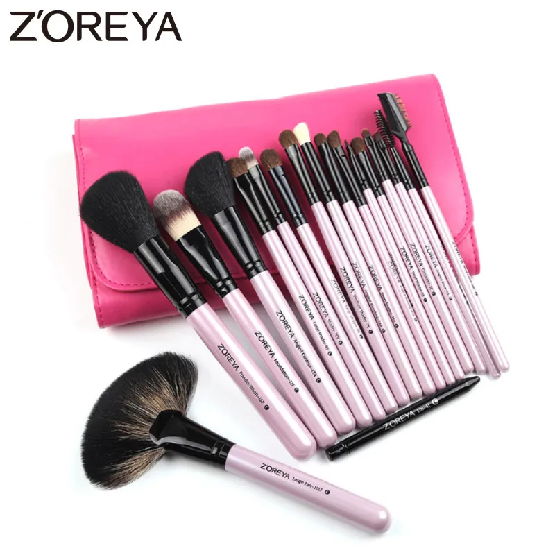 ZOREYA 18 шт. натуральные кисти для макияжа пудра основа консилер бровей ресниц тени