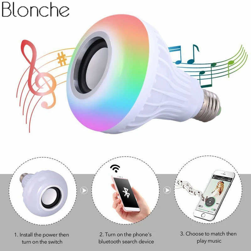 Умная Беспроводная Bluetooth Колонка E27 RGB RGBW лампочка с регулируемой яркостью для