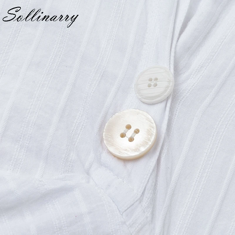 Sollinarry White Elegant Slim Short Dress Shirt Women Autumn Long Sleeve Blouse Office Ladies Casual Vestidos | Женская одежда