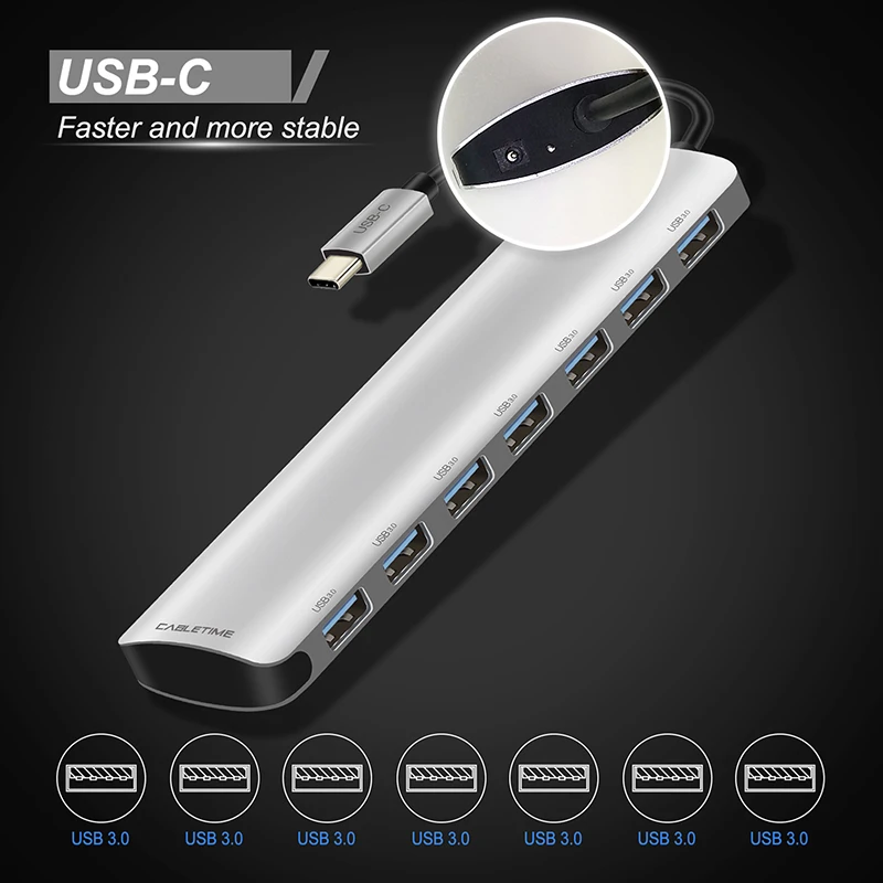Кабель USB C концентратор 3 1 type до 7 в 0 высокая скорость с мощностью usb для Macbook
