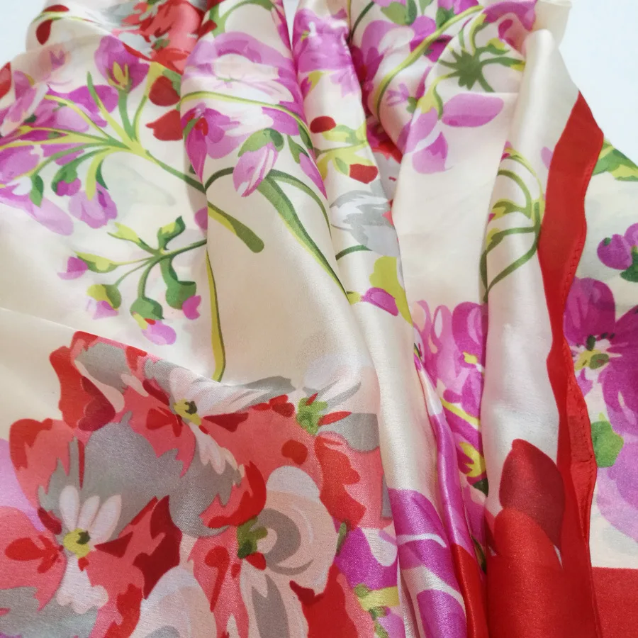 Фертильный шелковый шарф с цветочным принтом шарфы шаль-хиджаб роскошный бренд