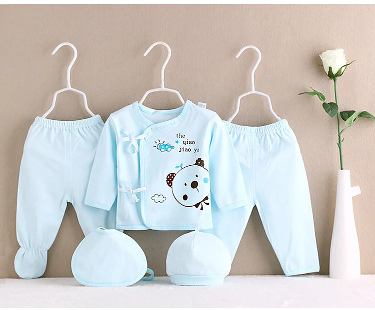 5 шт./компл. для детей 0-3 лет, M Одежда для новорожденных комплект брендовой одежды для маленьких мальчиков и девочек младшего возраста Нижнее белье из хлопка с мультяшными рисунками - Цвет: Синий