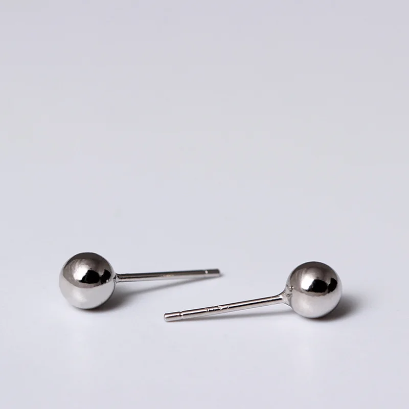 Женские серьги-гвоздики из серебра 100% пробы с маленьким шариком | Украшения и