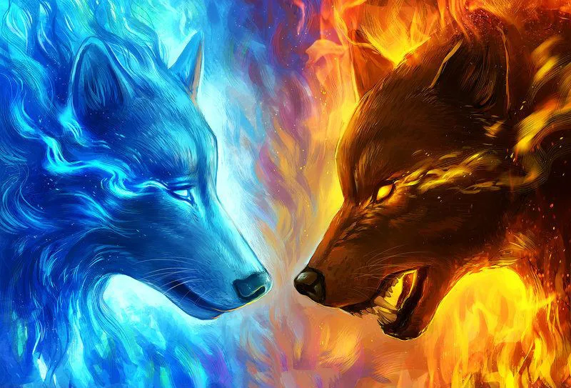 Ice and fire wolf DIY картина по номерам 24 цвета пигментная кисть Искусство Ручная роспись креативная цифровая картина маслом