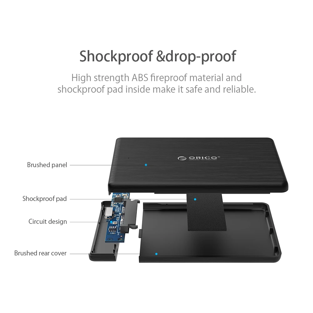 ORICO 2,5 дюймов корпус для жесткого диска SATA to USB3.0 Micro B внешний жесткий диск чехол для 7 мм SSD Поддержка UASP для WD