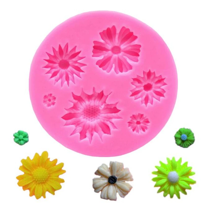 DIY Sun Flower силиконовая форма 3D инструменты для украшения торта Sugarcraft формы помадки