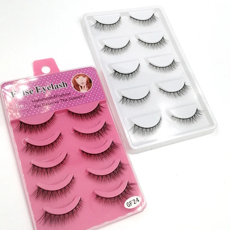 5 пар накладных ресниц натуральные толстые перекрещивающиеся пластиковые черные