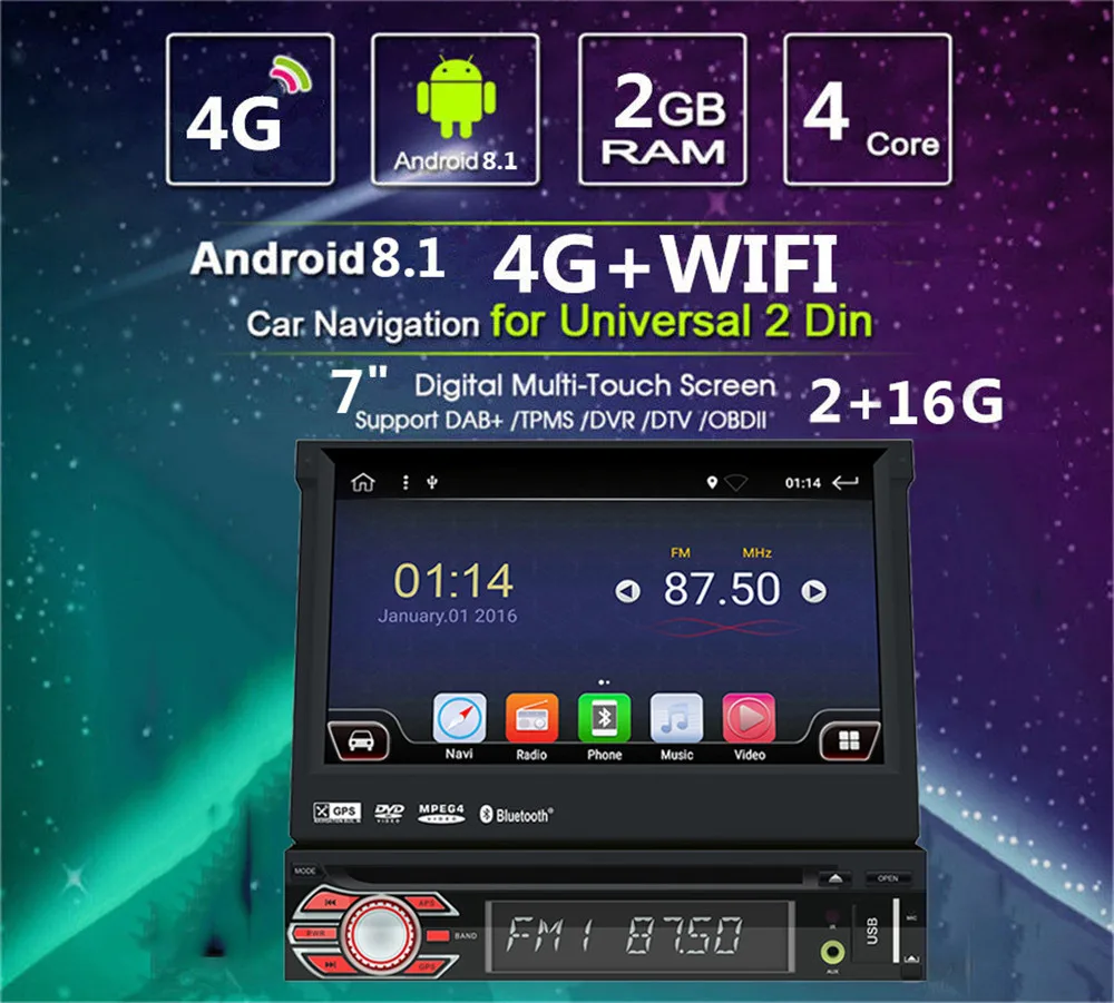 1 din Android 9,1 автомобильный Радио плеер gps навигация CD/DVD мультимедиа плеер MP5 Авторадио " Выдвижной Сенсорный экран стерео