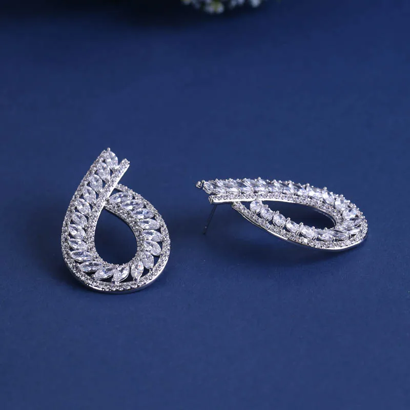 Прозрачный Цирконий 2017 Новый Модный кубический цирконий серьги гвоздики