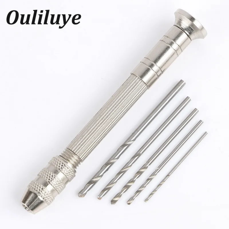 

High Quality Mini Micro Aluminum Hand Drill With Keyless Chuck +10pc Twist Drill Bit Woodworking Drilling Jewelry Rotary Tools