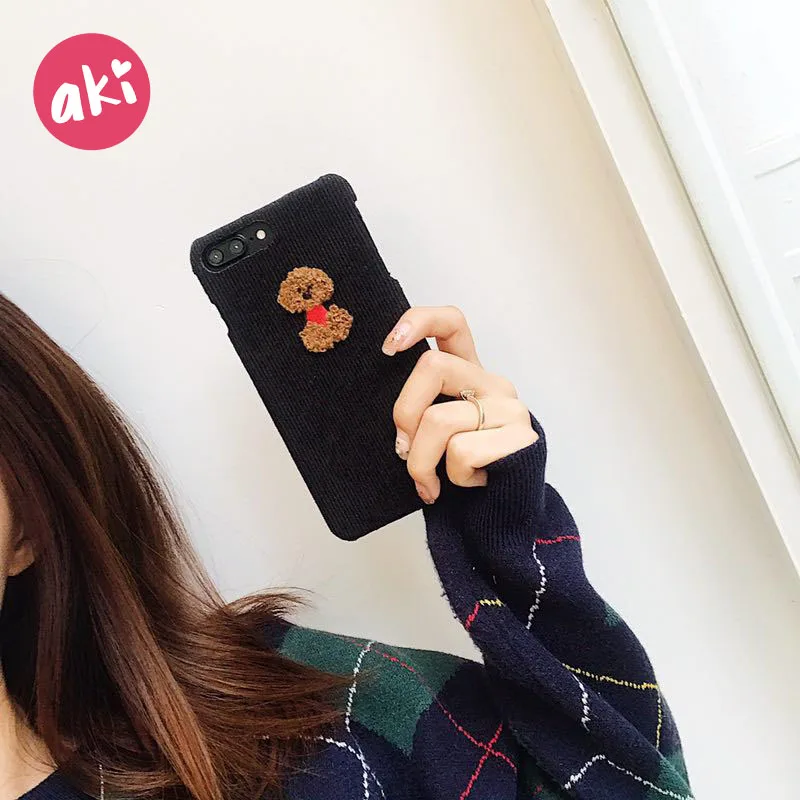 Чехол для телефона с вельветовой вышивкой Аки iPhone 8 7 Plus чехол изображением