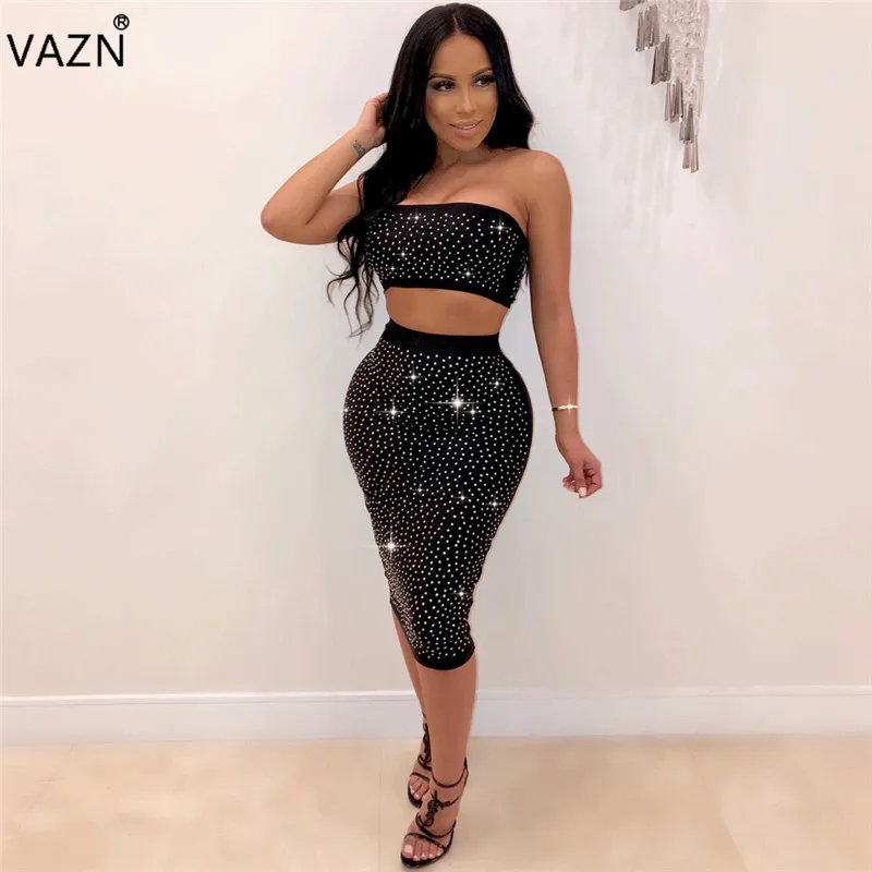 VAZN 2019 Весна Горячая модные пикантные Для женщин Сплошной 3 цвета Комплект из 2