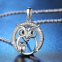 new zircon pendants owl necklace for women crystal sliver color necklaces fashion jewelry clothing accessories gift d4