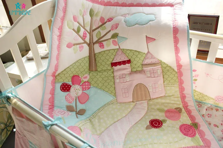 Quilt Хлопковые мягкие бортики для кровати для новорожденных мягкий удобный детский простыни сумки для хранения стеганых одеял розовый сладкий печати детские постельные принадлежности для девочек - Цвет: Quilt