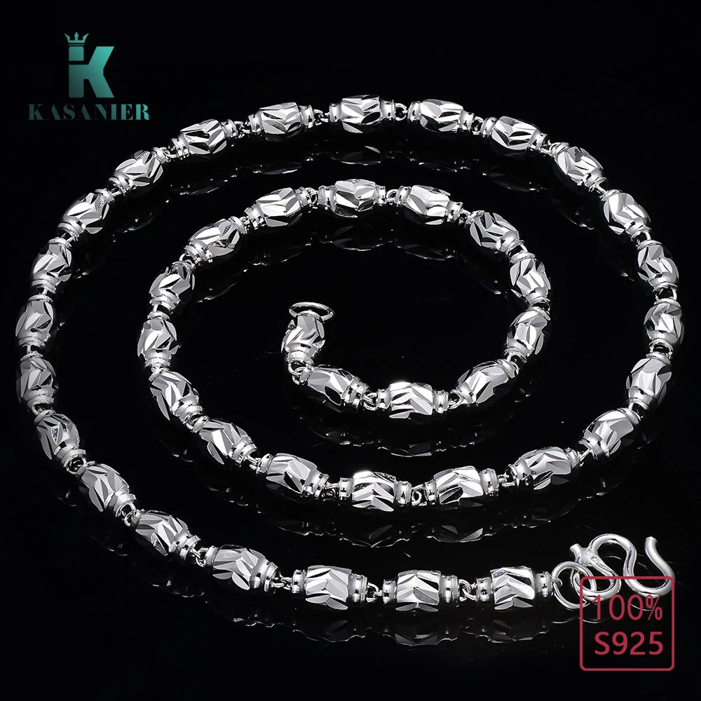 Fashion S925 Sterling Silver Hip hop rock Bamboo Men Necklace 3/4/5/6MM Width Punk Men's Jewelry KASANIER | Украшения и