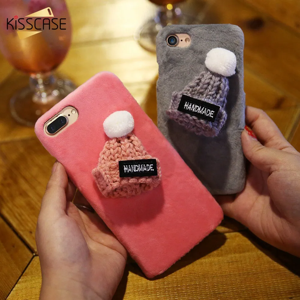 SEXY NEW 2017 Kisscase Новогодние товары пушистый Мех чехол для iphone 8 7 6 S plus 5 5S милые