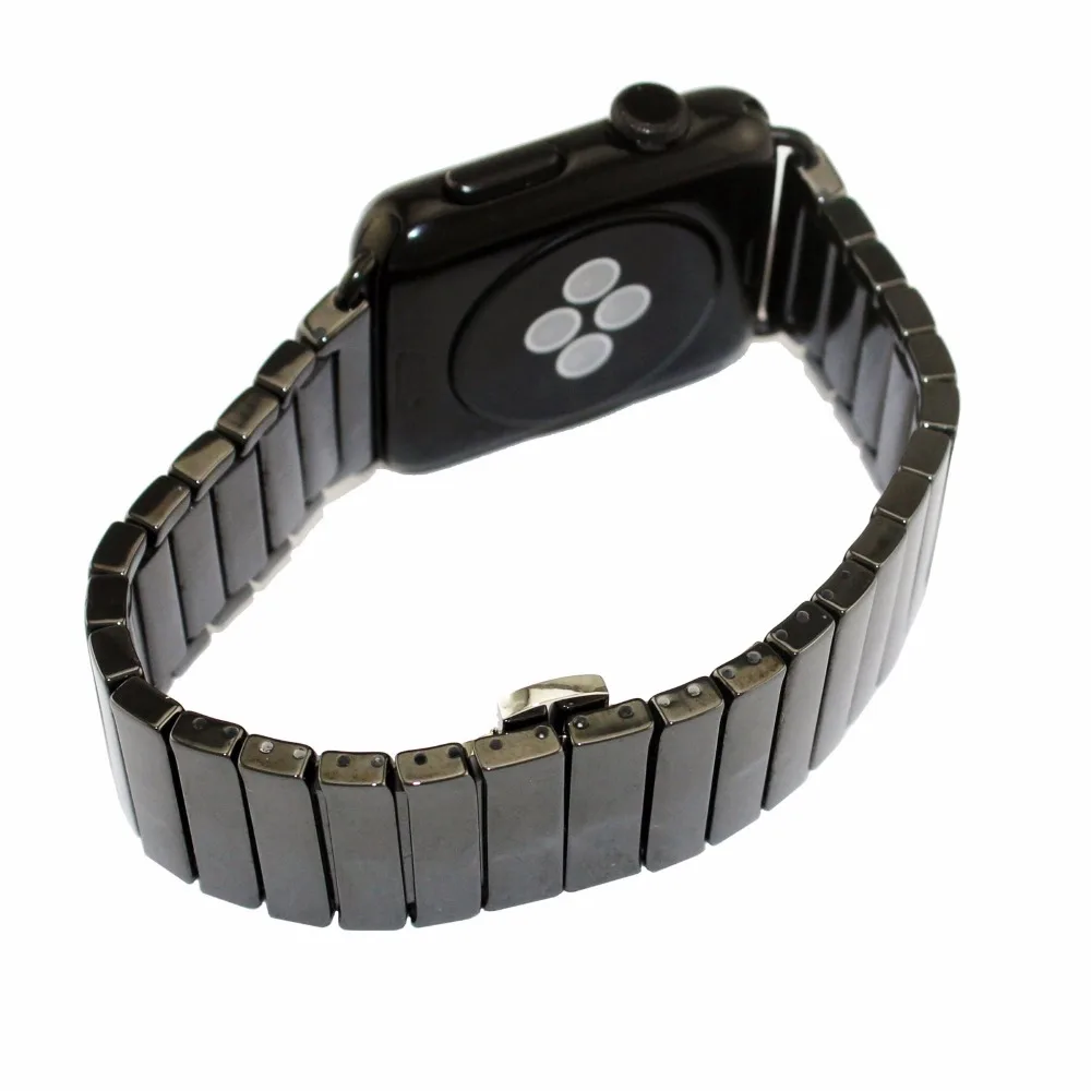 Черный, белый, керамический ремешок для Apple Watch 38, 40, 42, 44 мм, браслет с бабочкой и пряжкой iWatch Series 5, 4, 3, 2, 1, ремешок для часов