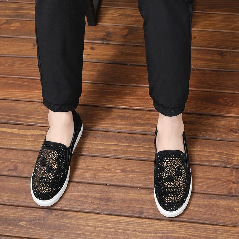 2021 Italy Fashion Designer shoes Luxury brand Genuine Leather sapato social masculino Skull men casual flats bar summer | Обувь