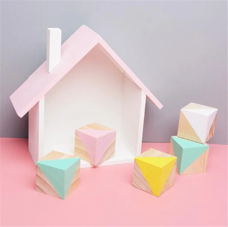 Оригинальный Деревянный Блестящий блок (5*5*5 см) украшение для детской комнаты