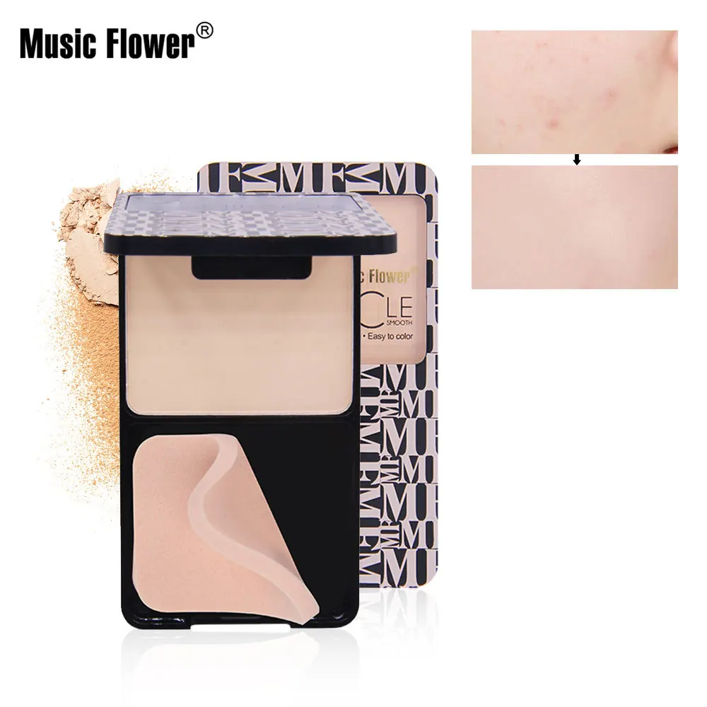 Music Flower прессованный минеральный блестки матовое покрытие Пудра со спонжем