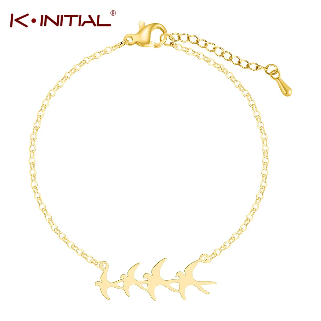 Kinitial из нержавеющей стали Летающие птицы для женщин Золото Серебро Цвет флок