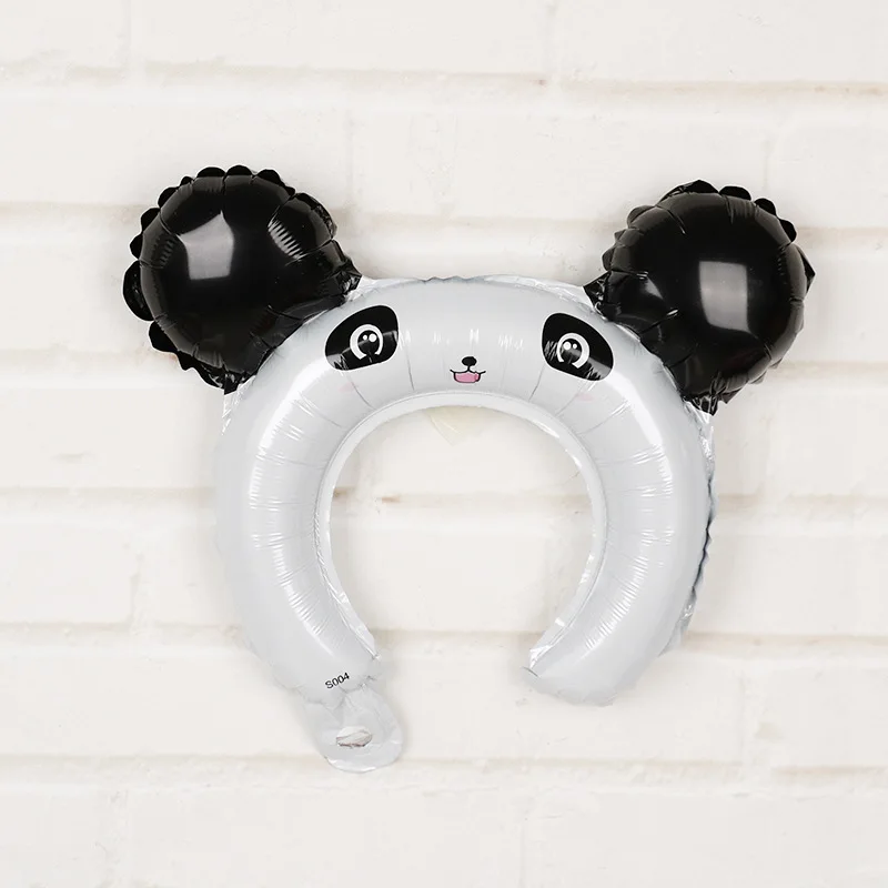 1pc panda 1 шт 28*25 см мини повязка на голову в виде животного Алюминиевые шарики для Свадебной Сувениры и подарки День рождения поставок голову одежда баллоны заколка для волос - Цвет: 1pc panda