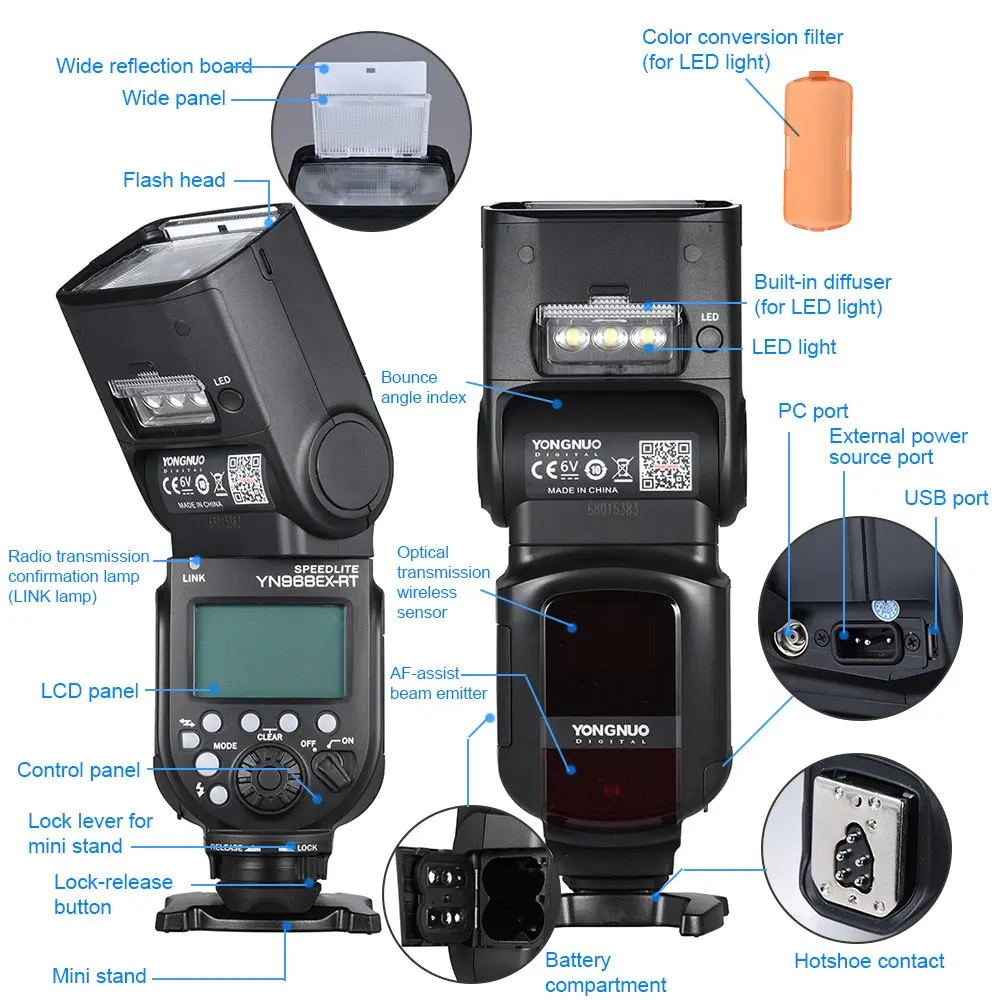 Yongnuo YN968EX-RT Вспышка Speedlite Беспроводная ttl HSS Master вспышка для Canon 5D Mark III 7D 60D 700D 600EX-RT 580EX 430EX II
