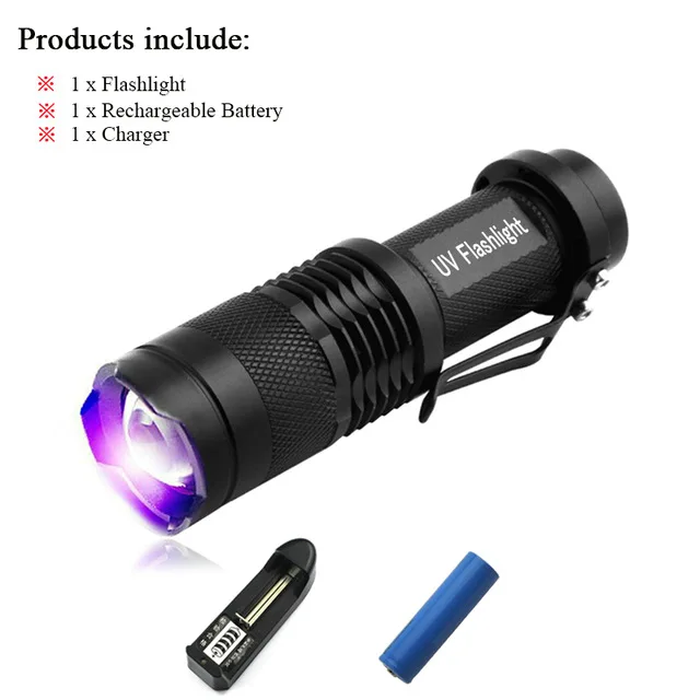 suiteB Светодиодный ультрафиолетовый фонарик 365nm UV фонарик свеотдиод CREE УФ-фонарь пурпурный фиолетовый свет УФ 395nm Светодиодная лампа испытание безопасности 14500 - Испускаемый цвет: suiteB
