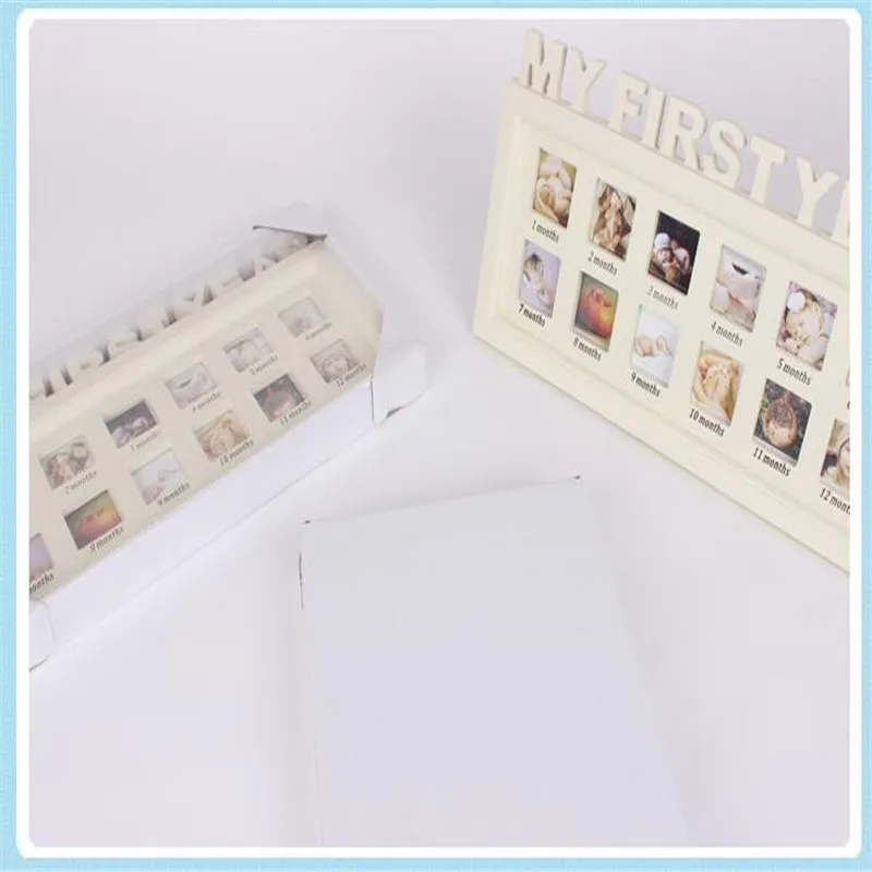 

Hanging a baby photo frame wood Picture Rahmen White Base Art DIY Home Decor wooden Family Photos Album Frame Living Room Decors